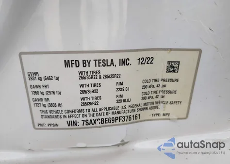 2023 Tesla Model X Plaid Tri Motor All-Wheel Drive из США, поврежденный, VIN 7SAXCBE69PF376161